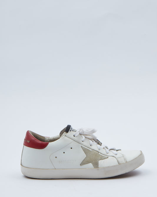 Golden Goose White/Red Leather Super-Star Sneaker - 39
