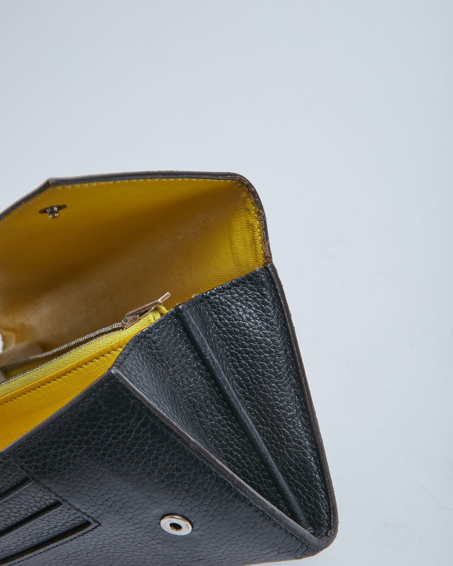 Celine Black Grained Leather Continental Flap Wallet
