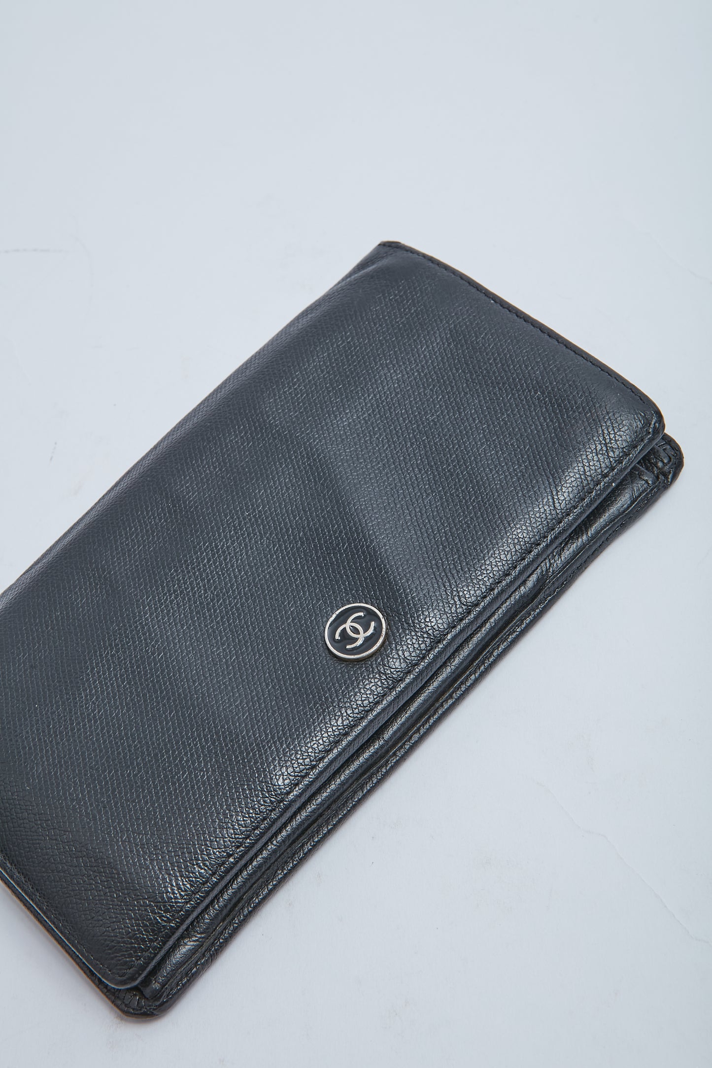 Chanel Black Leather Sevruga Bifold Wallet