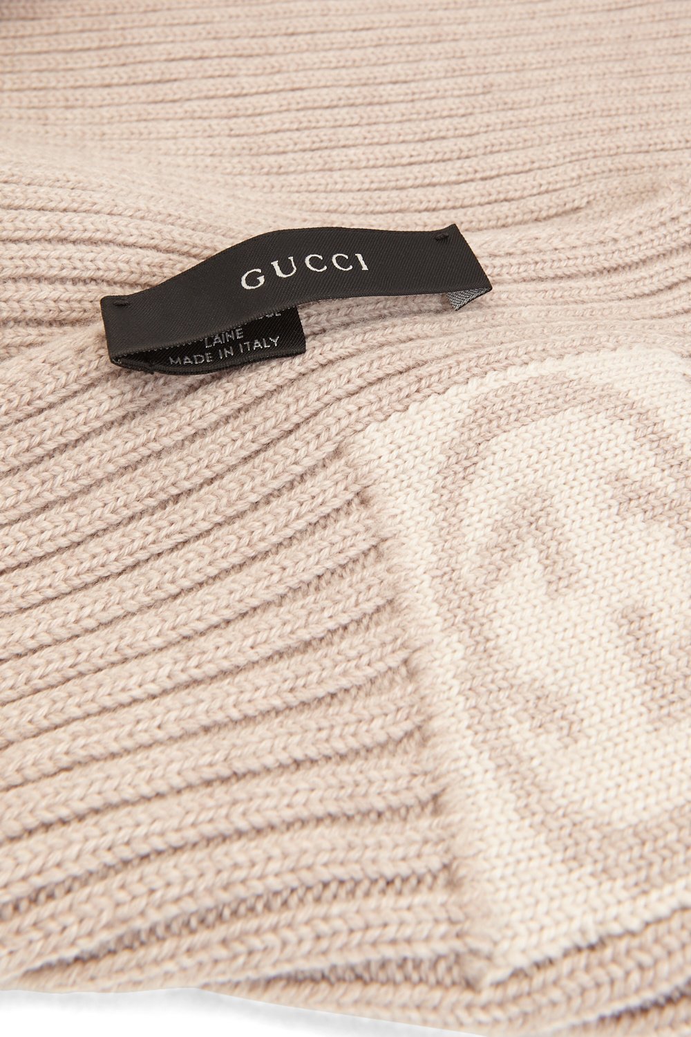 Gucci Beige Wool Logo Scarf