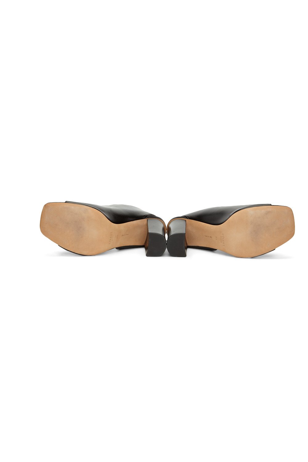 Sandale asymétrique en cuir noir Céline 100 mm - 40