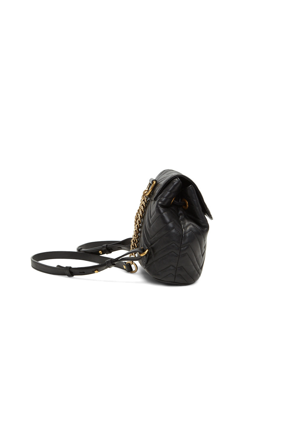 Gucci Black Calfskin Matelassé GG Marmont Mini Backpack