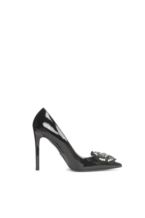 Prada Black Patent Calzatura Donna Embellished Pumps - 37