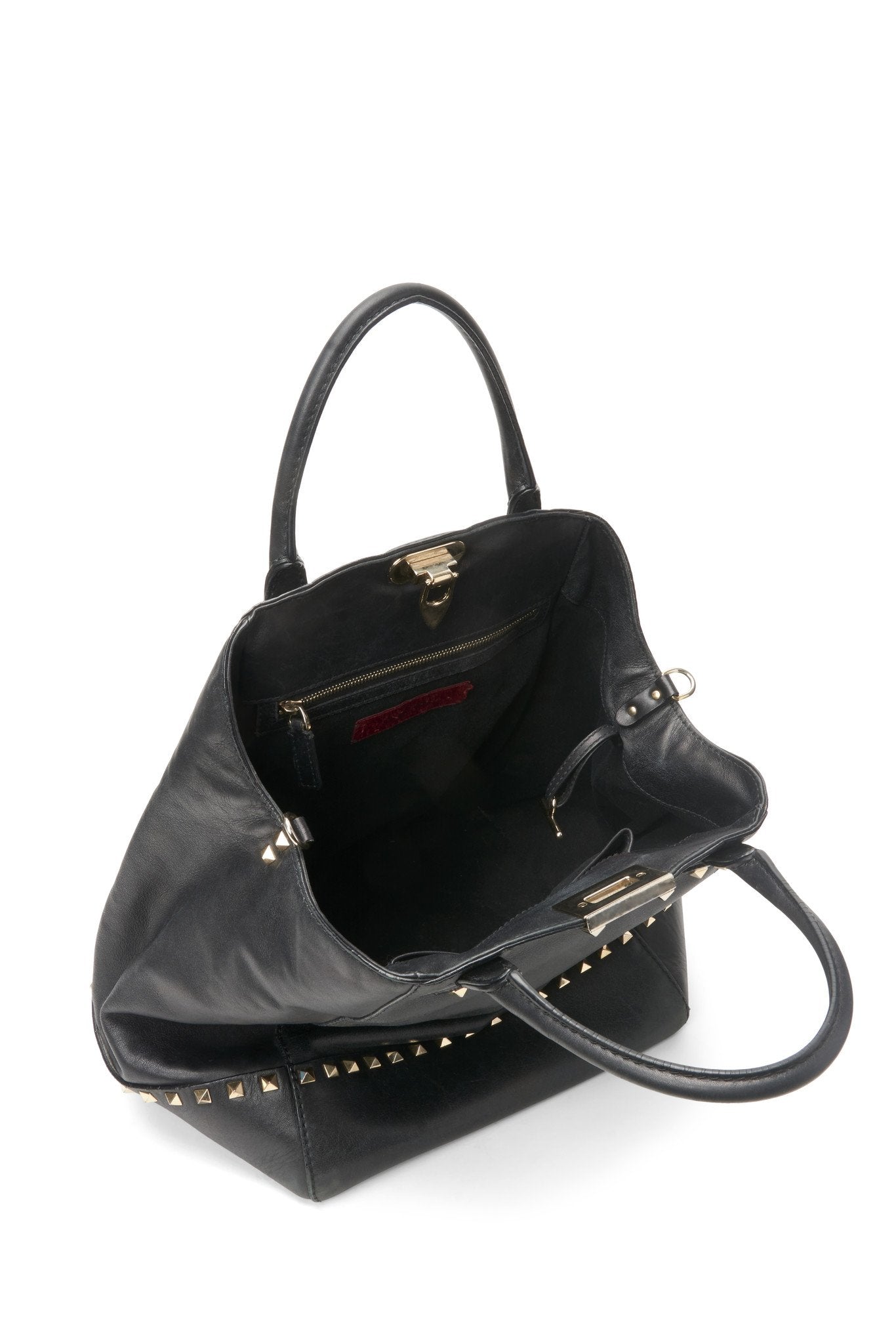 Valentino Black Leather Rockstud New Dome Bucket Bag