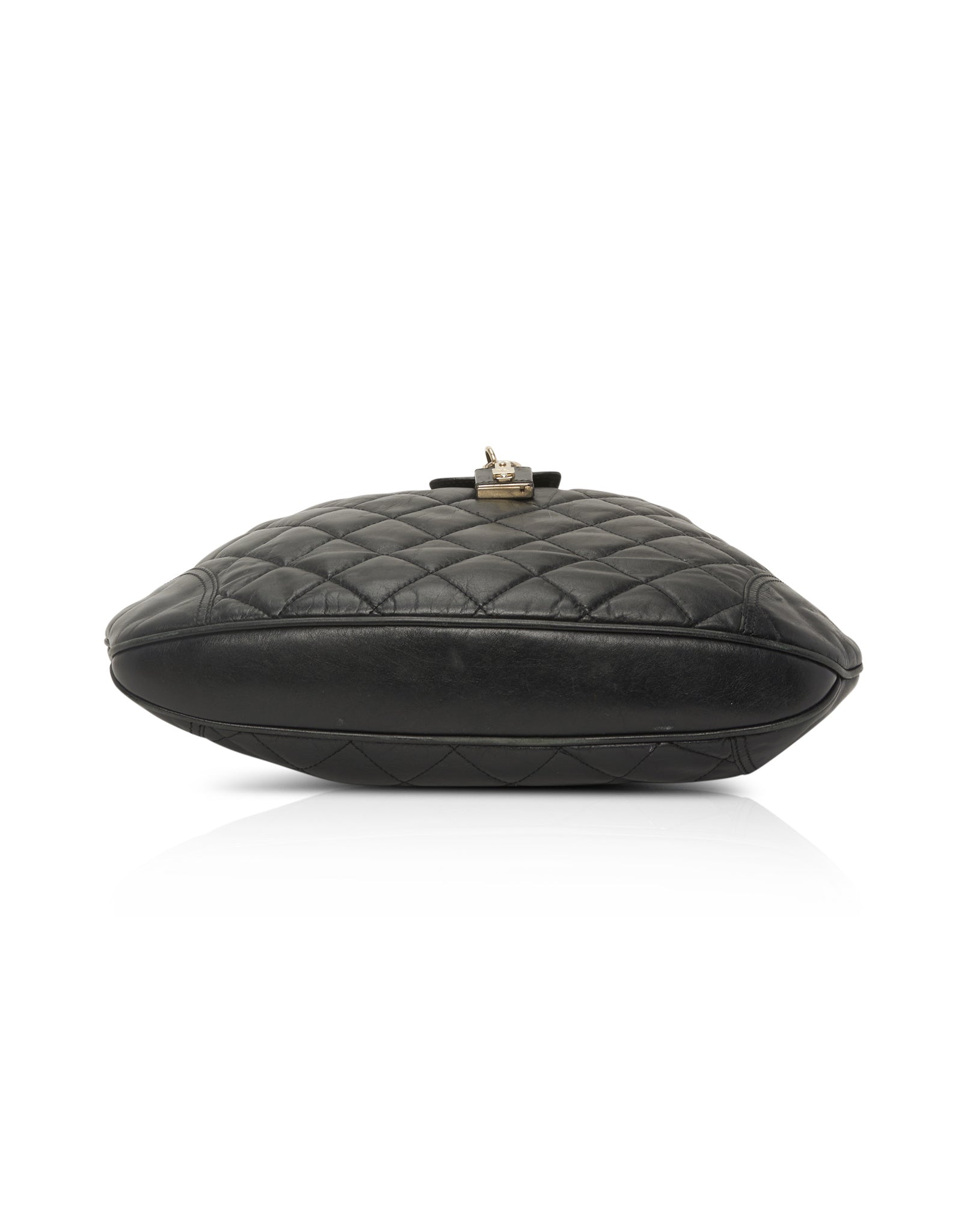 Burberry Black Leather Quilted Hobo Shoulder Bag