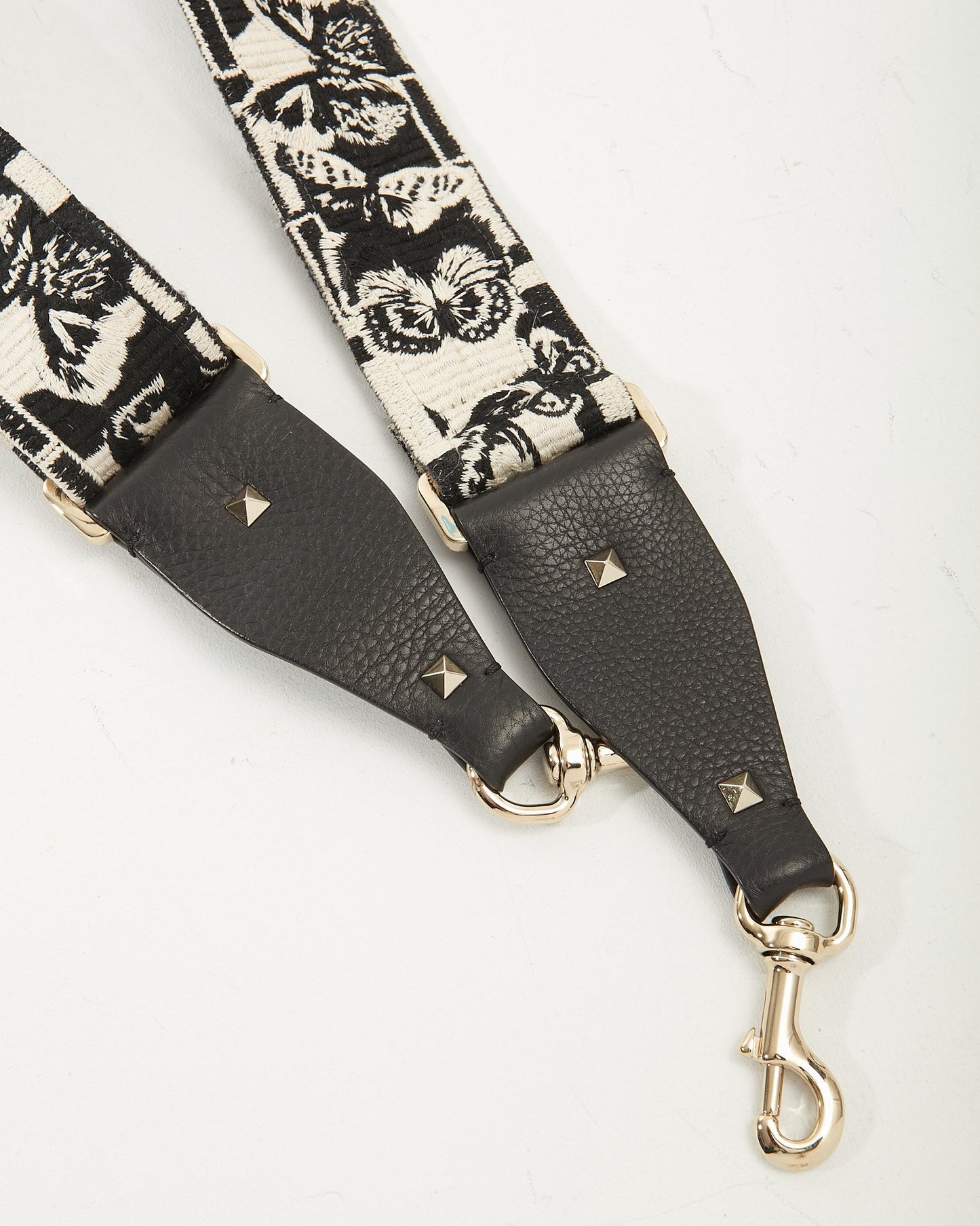 Valentino Black and White Canvas Butterfly Guitar Shoulder Strap