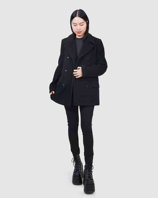 Alexander Wang Black Wool Pea Coat - S