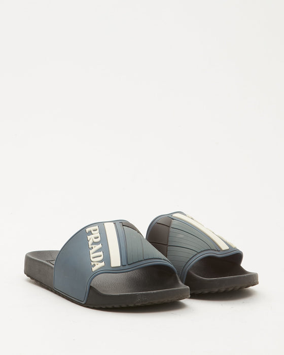 Prada Blue Rubber Slide Men’s Sandals - 7