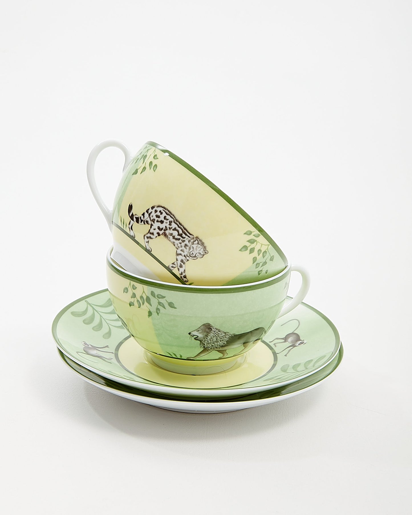 Hermès Green/White Africa 4 Piece Cup & Saucer Breakfast Set