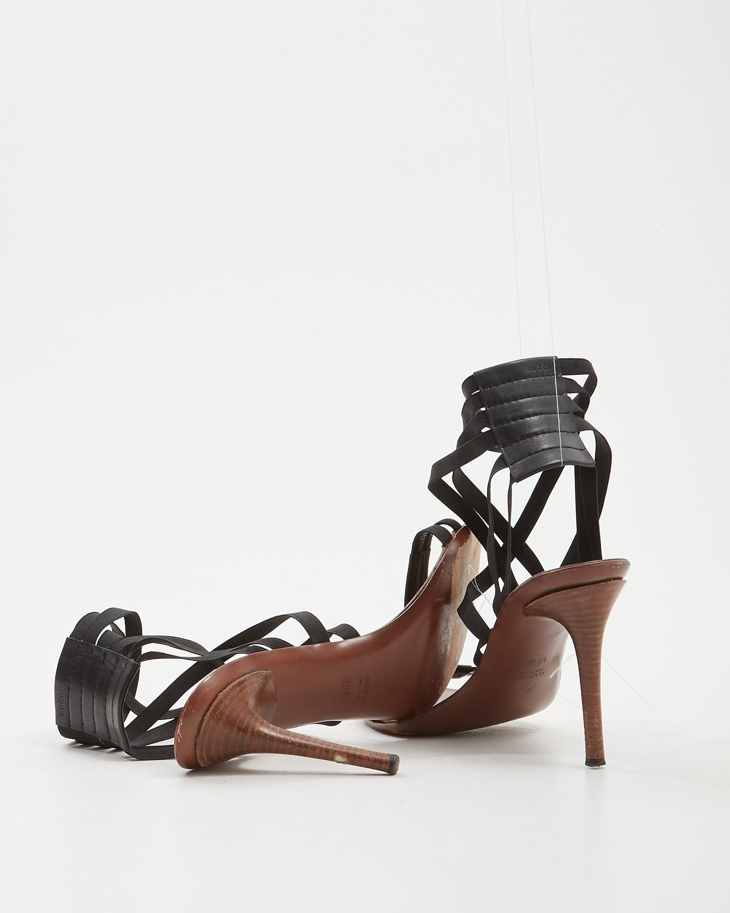 Gucci Black Elastic Strappy Heels - 10.5B