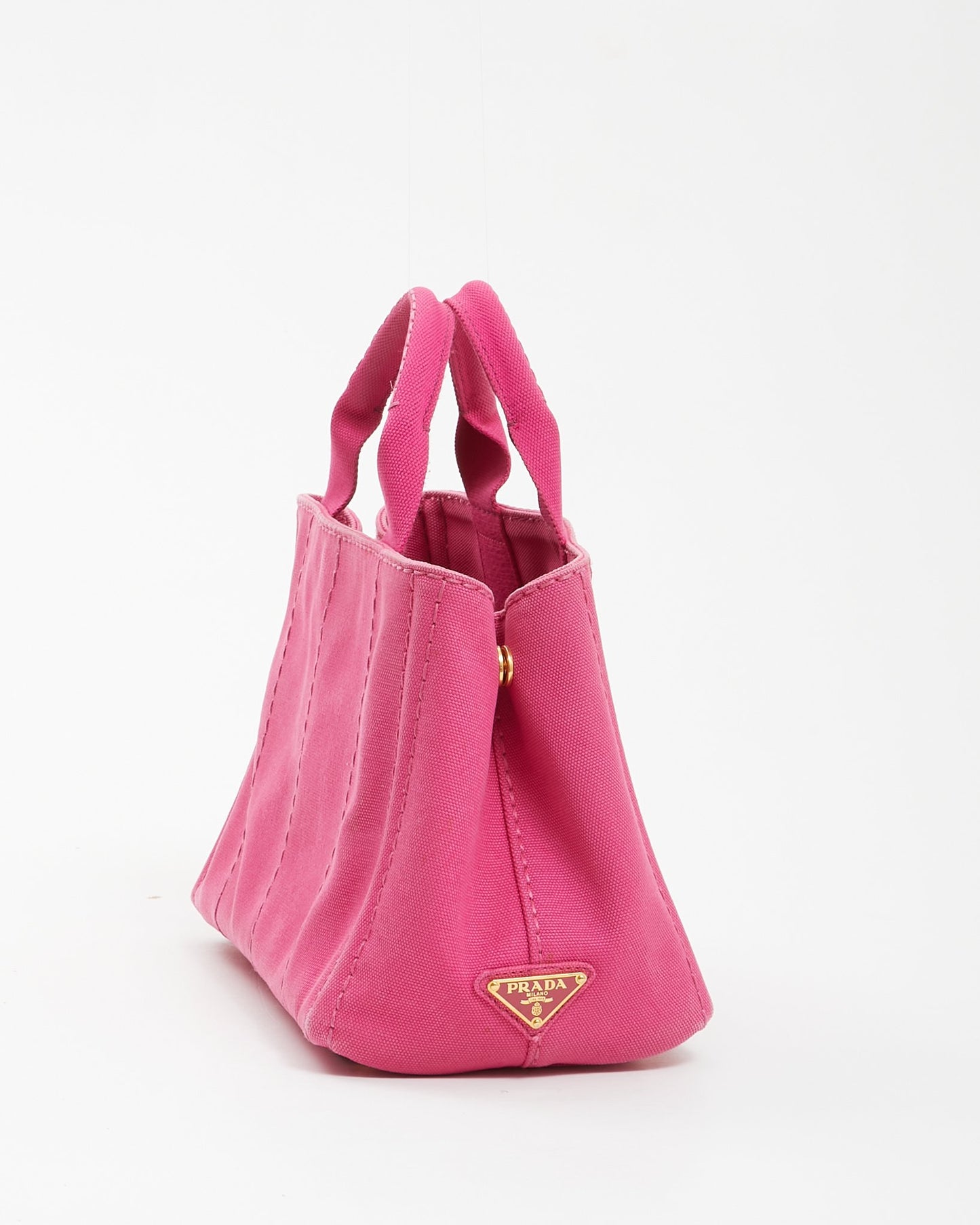 Prada Pink Canvas Canapa Logo Mini Tote Bag