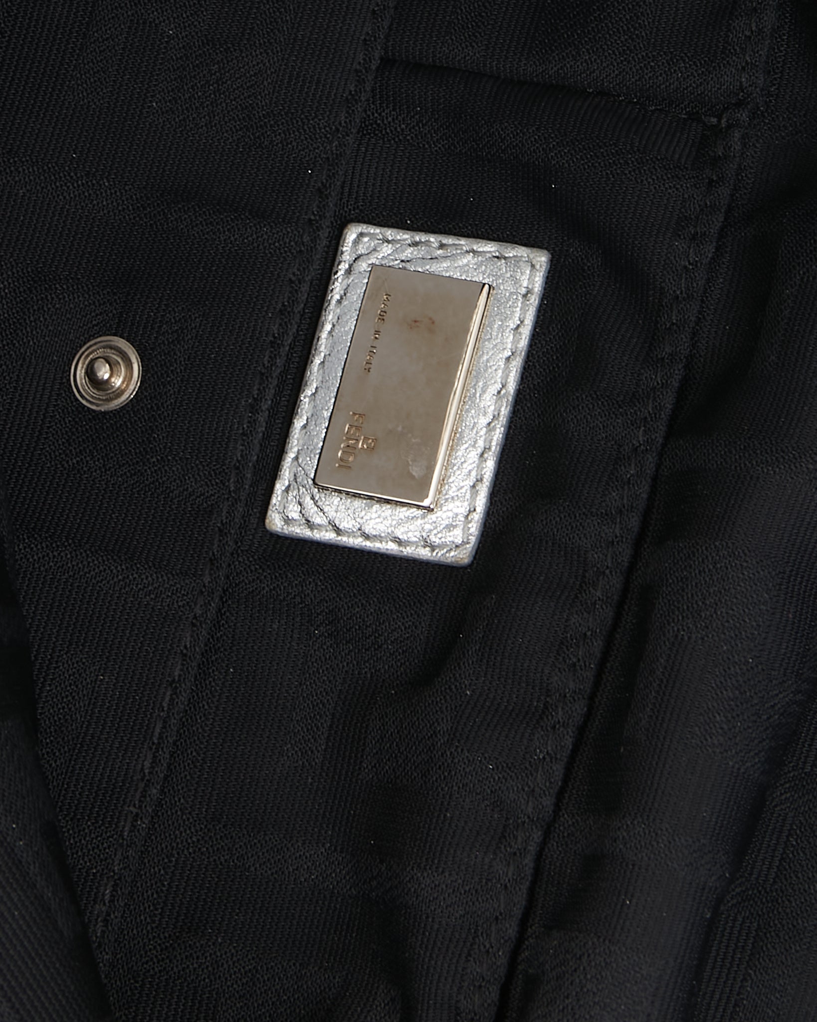 Fendi Silver Metallic Leather Crossword Tote Zipper Bag