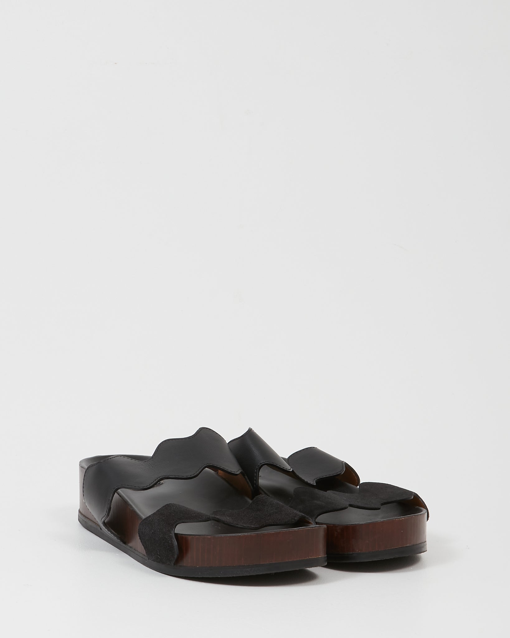 Chloé Black Leather/Suede Slip On Sandal - 39