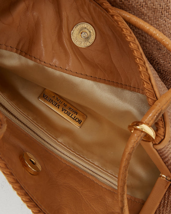 Bottega Brown Vintage Raffia Crossbody Bag