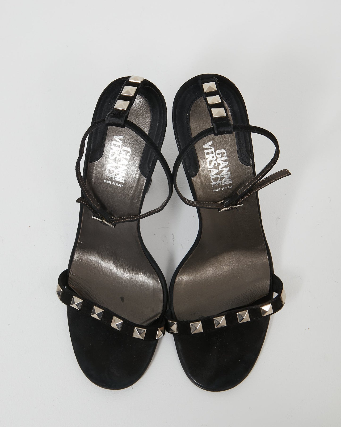 Versace Vintage sandales à bout orné en daim noir - 38,5