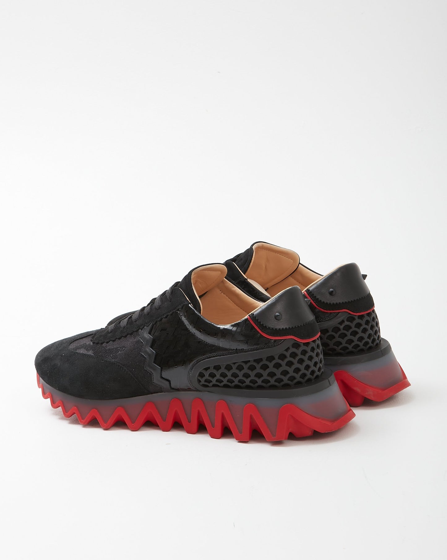Louboutin Black Loubishark Flat Suede Glit Sneakers - 45