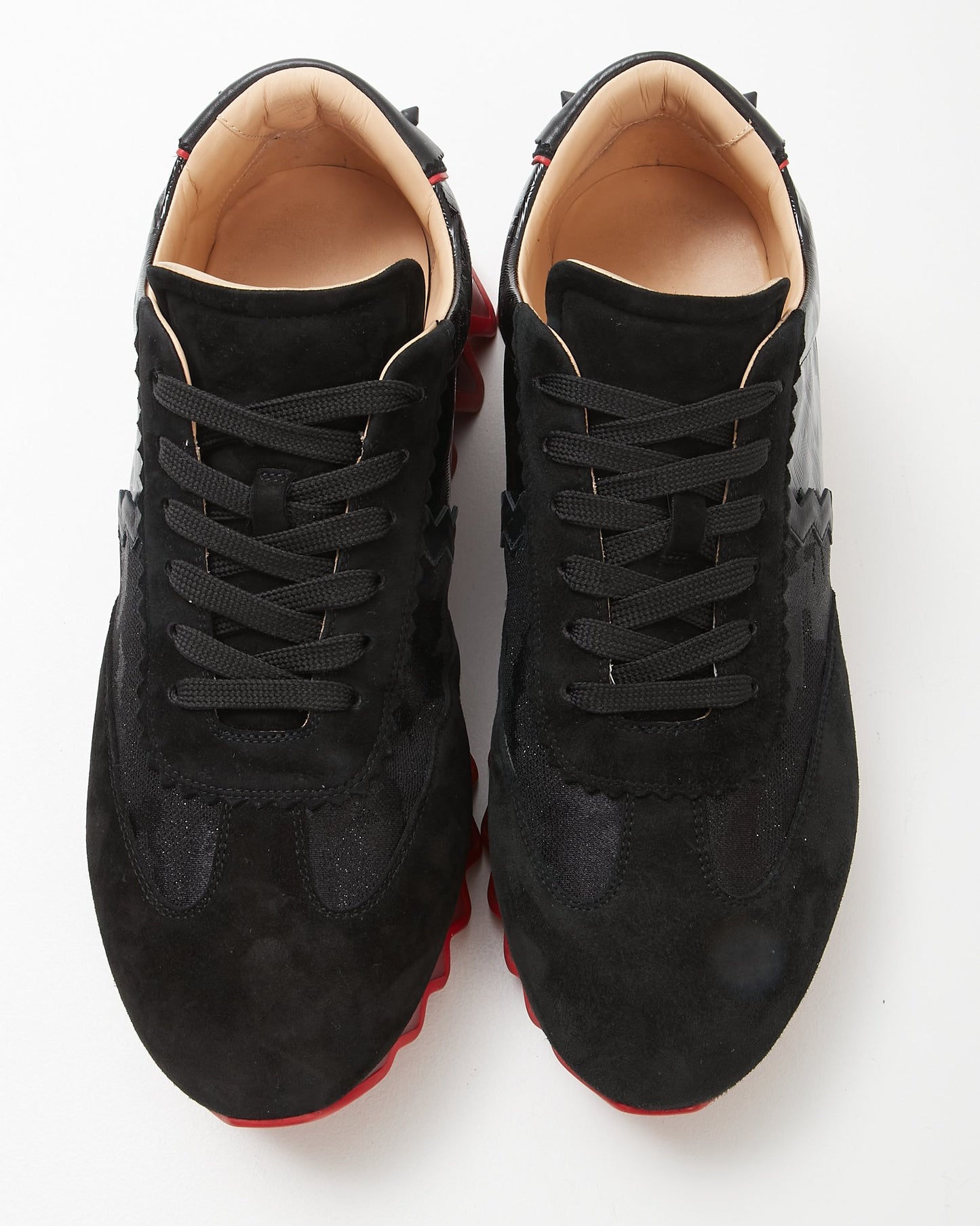 Louboutin Black Loubishark Flat Suede Glit Sneakers - 45