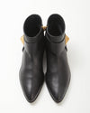 Zanotti Black Leather Gold Stud Detail Chelsea Boots- 37.5
