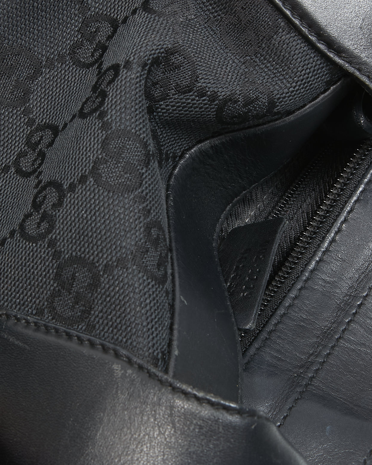 Gucci Black GG Supreme Monogram Canvas Leather Detail Tote