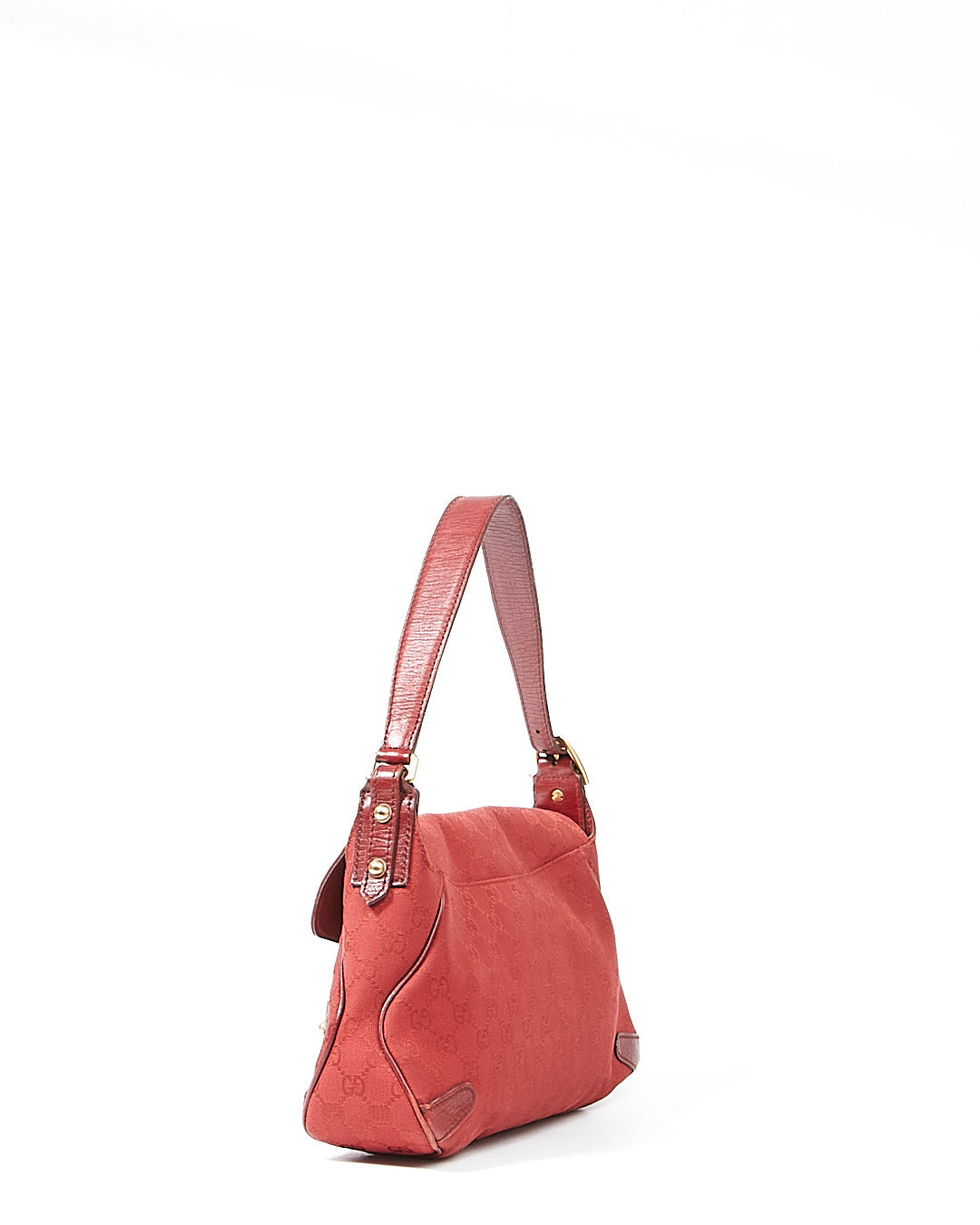 Gucci Red Canvas & Leather Horsebit Shoulder Bag