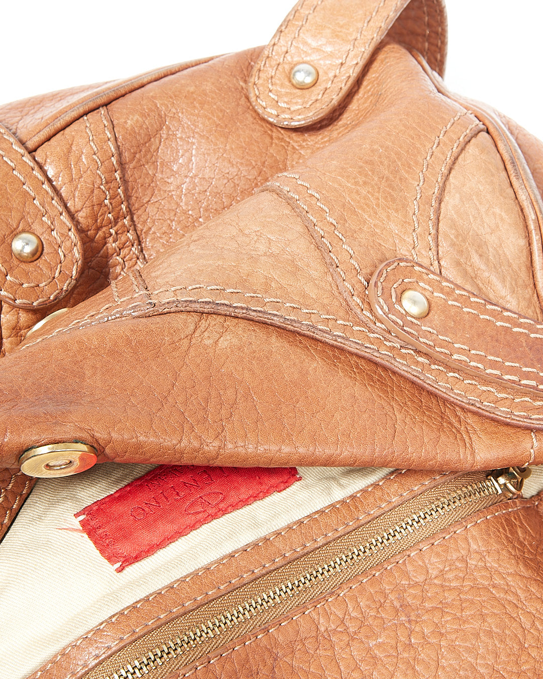 Valentino Brown Vintage Leather Logo Shoulder Bag