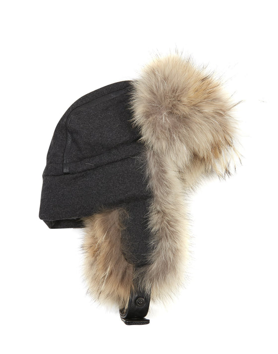 Canada Goose Grey Wool/Fur Aviator Hat - S/M