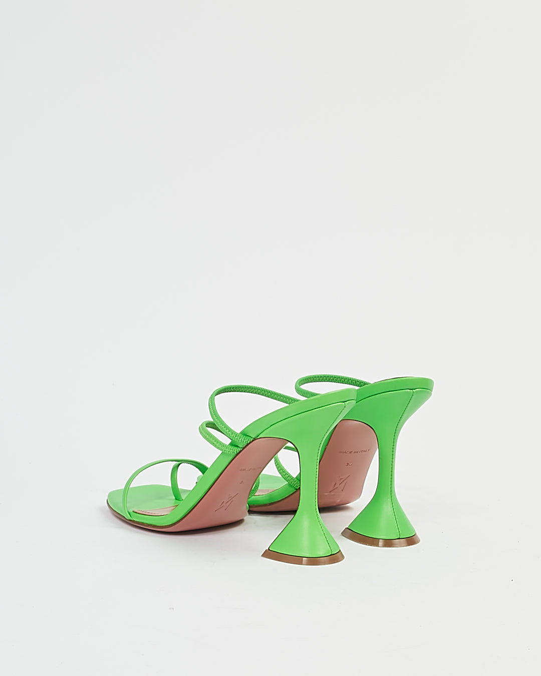 Amina Muaddi Green Leather Naima Sandal Heels - 38