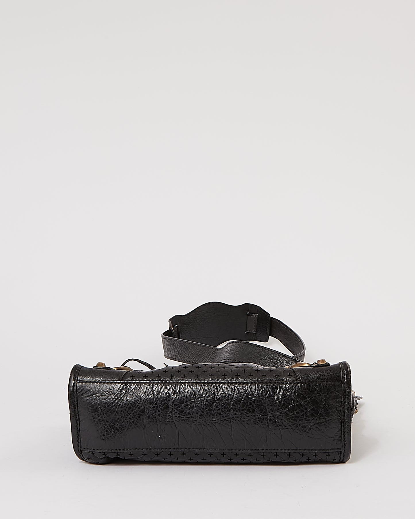 Balenciaga Mini sac de ville en cuir perforé noir 
