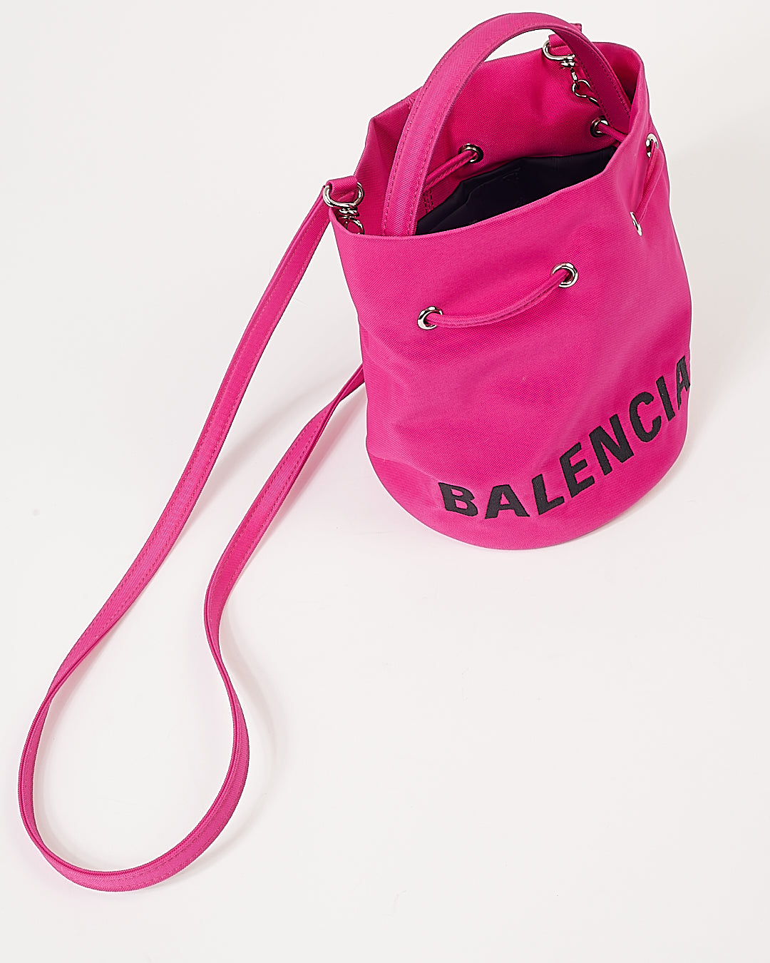 Balenciaga Sac seau à roue avec mini logo rose fuchsia