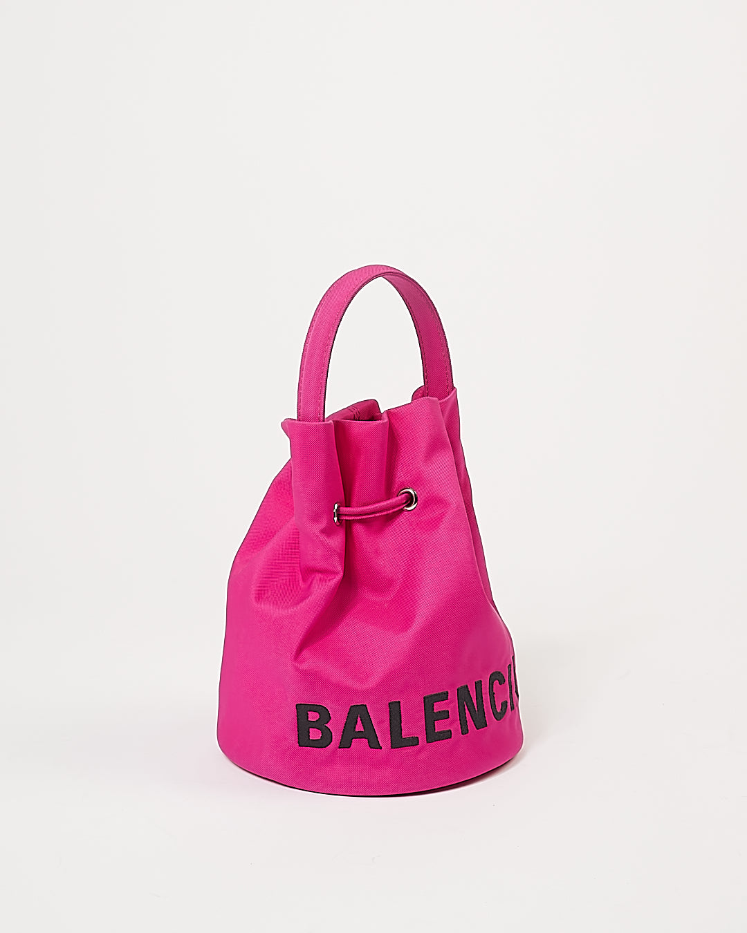 Balenciaga Sac seau à roue avec mini logo rose fuchsia