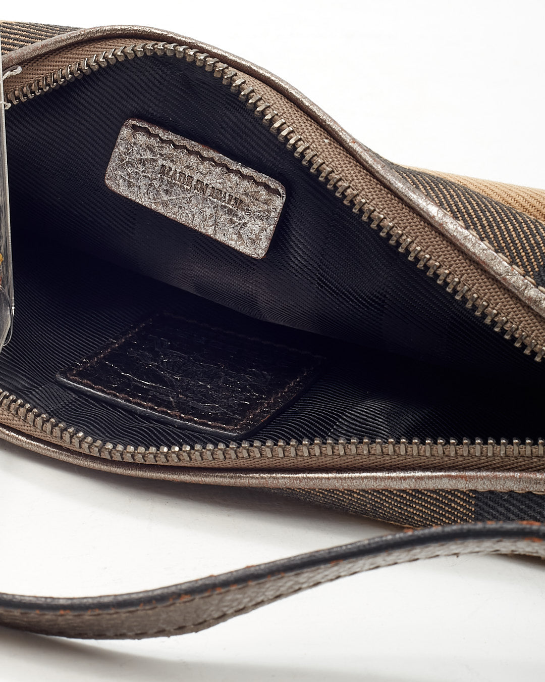 Burberry Beige Nova Check Canvas & Metallic Leather Mini Shoulder Pouch