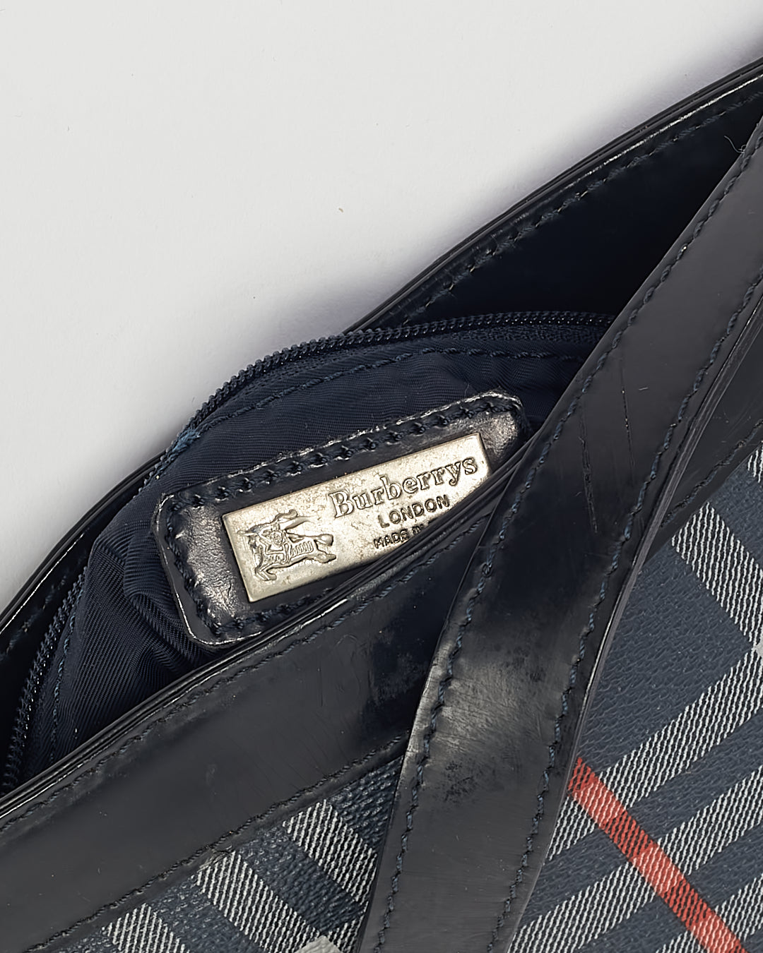 Burberry Navy Coated Canvas  Nova Check Crossbody Bag