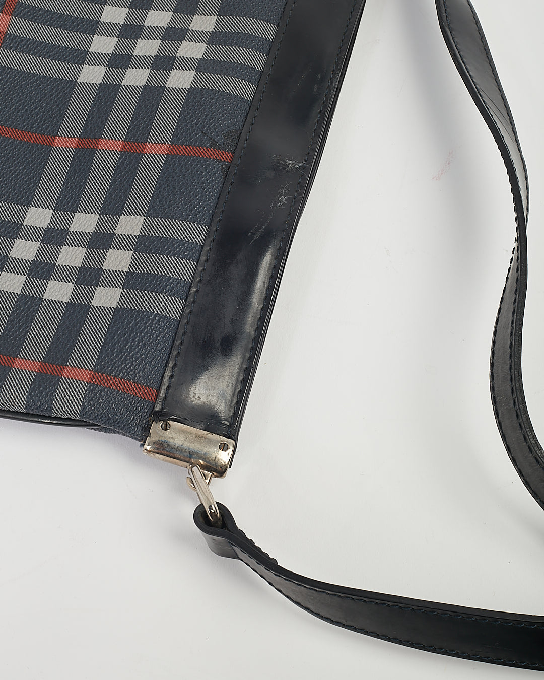 Burberry Navy Coated Canvas  Nova Check Crossbody Bag