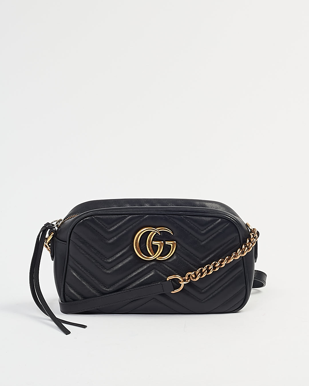 Gucci Black Leather Matelasse GG Marmont Small Camera Bag