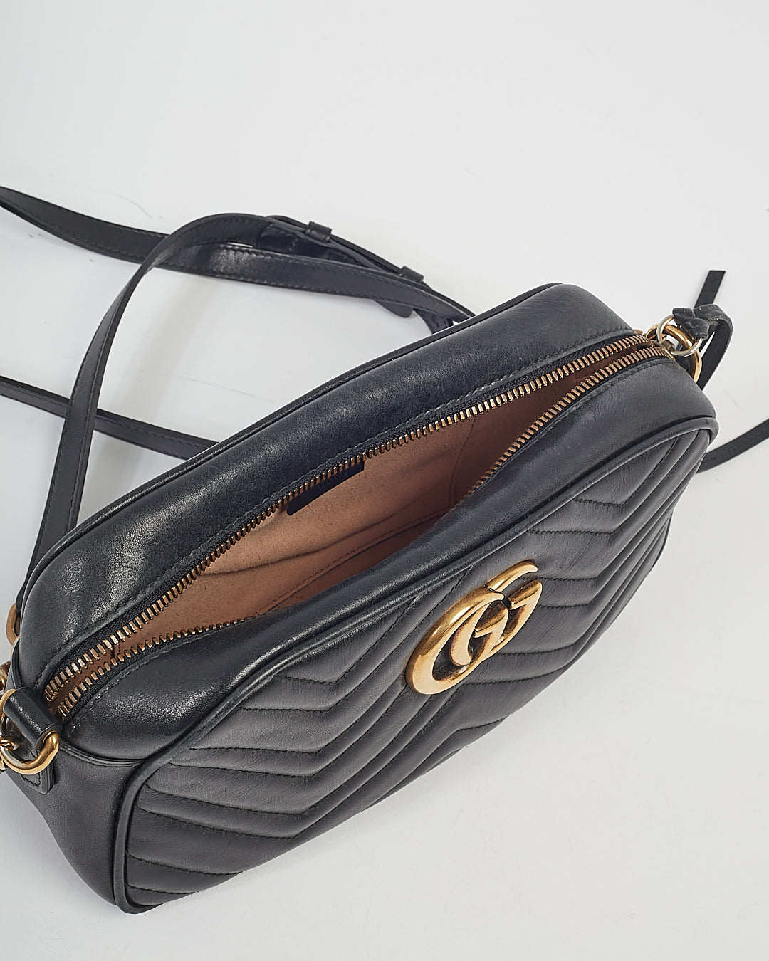 Gucci Black Leather Matelasse GG Marmont Small Camera Bag