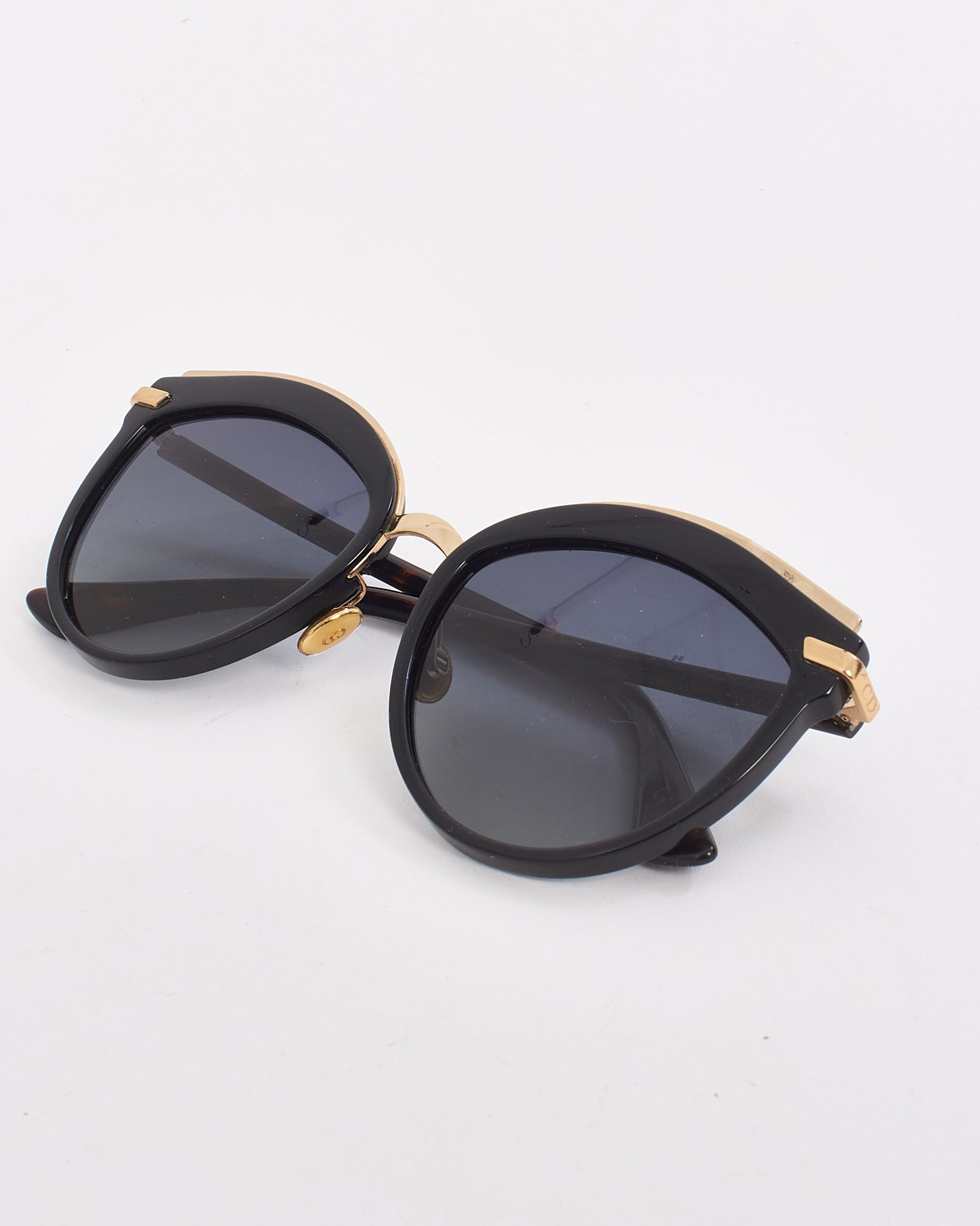 Dior Black/Gold/Tortoise WR 786 Cat Eye Sunglasses