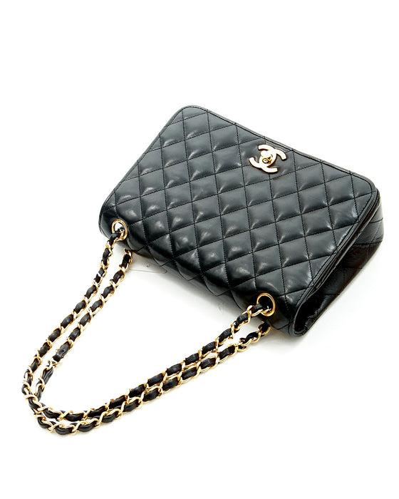Chanel Black Lambskin Vintage Leather Single Flap Bag
