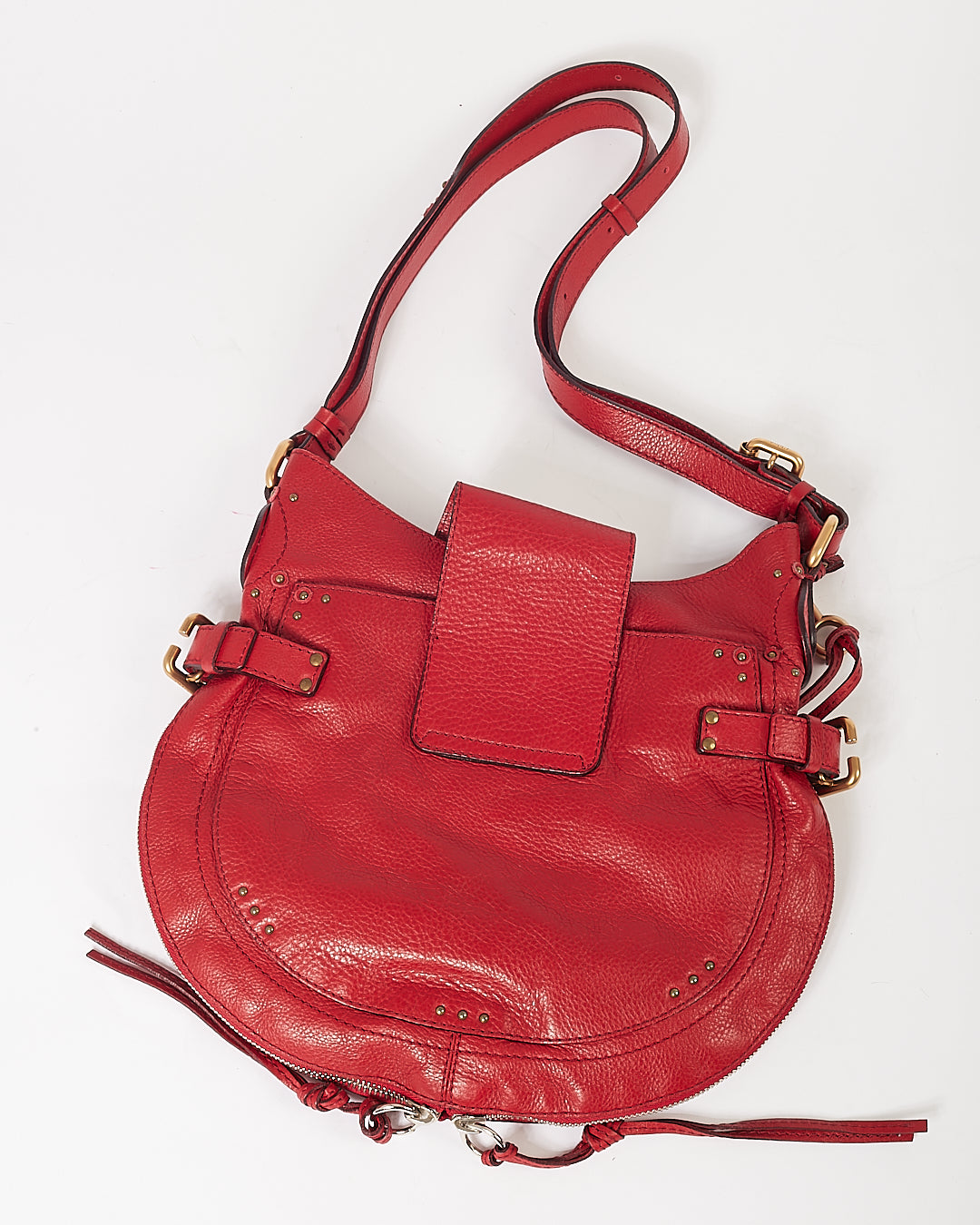 Chloe Red Leather Paddington Hobo Shoulder Bag