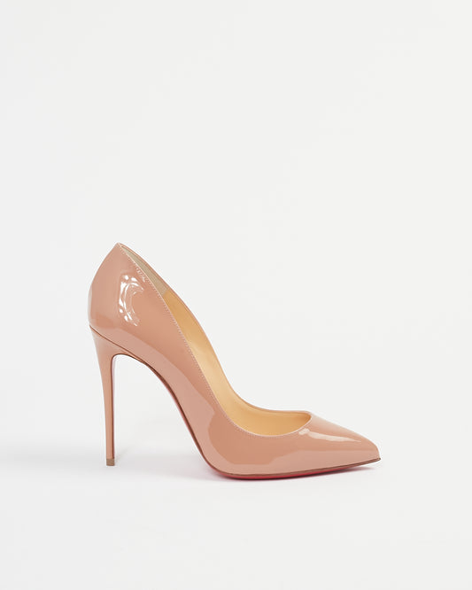 Christian Louboutin Nude Patent Leather Pigalle Follies 100mm Pumps - 36