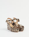 Dolce Gabbana Cheetah Print Patent Leather Strap Wedge Heels - 39