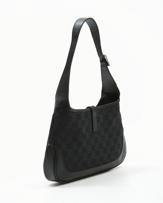 Gucci Black GG Supreme Canvas Small Jackie Shoulder Bag