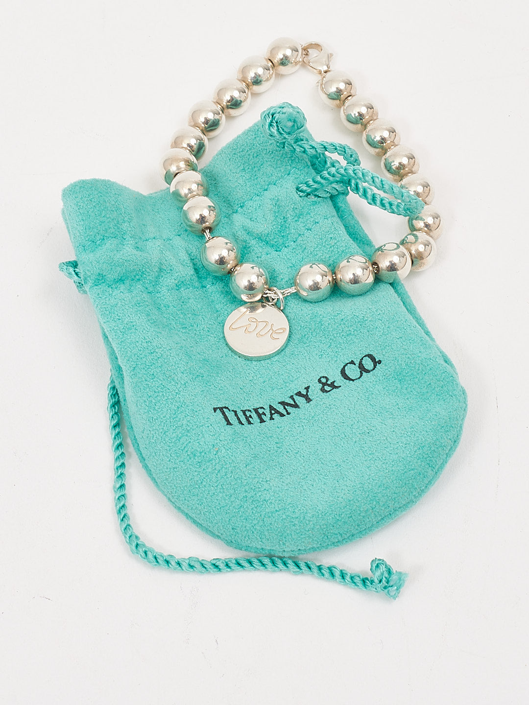 Tiffany Sterling Silver Ball Love Tag Bracelet