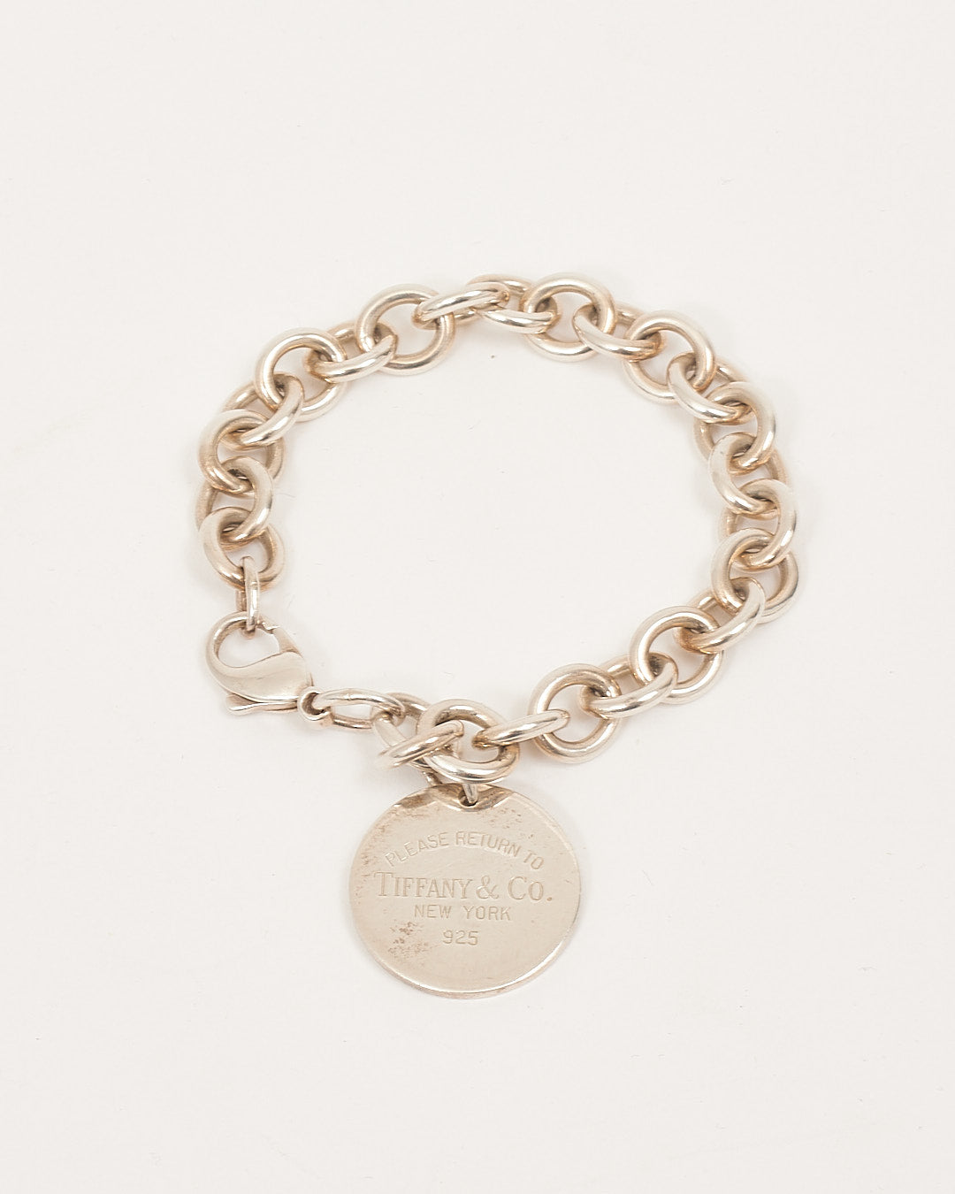 Bracelet à maillons à breloques rondes en argent sterling Tiffany