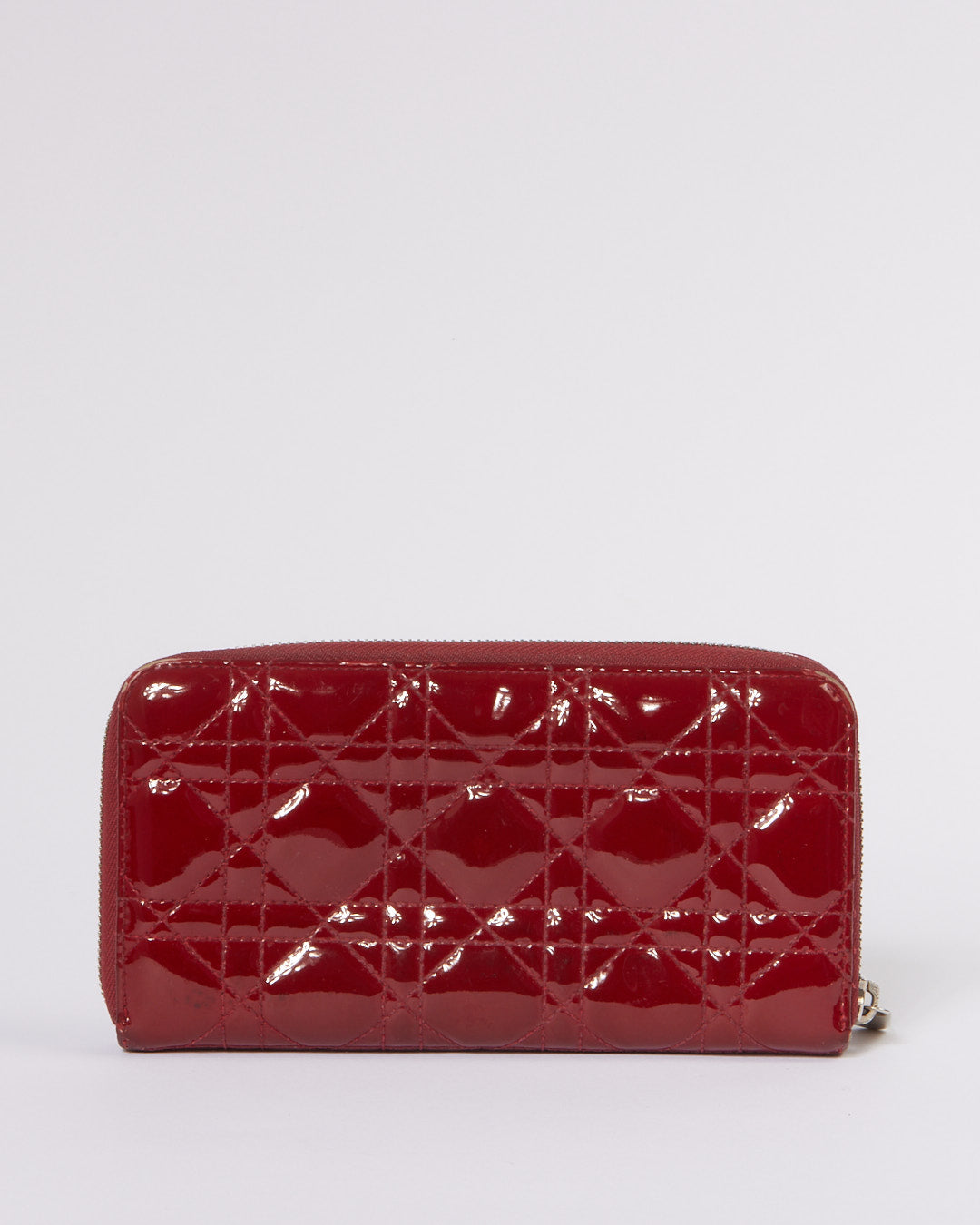 Dior Red Cannage Pattern Patent Leather Continental Wallet