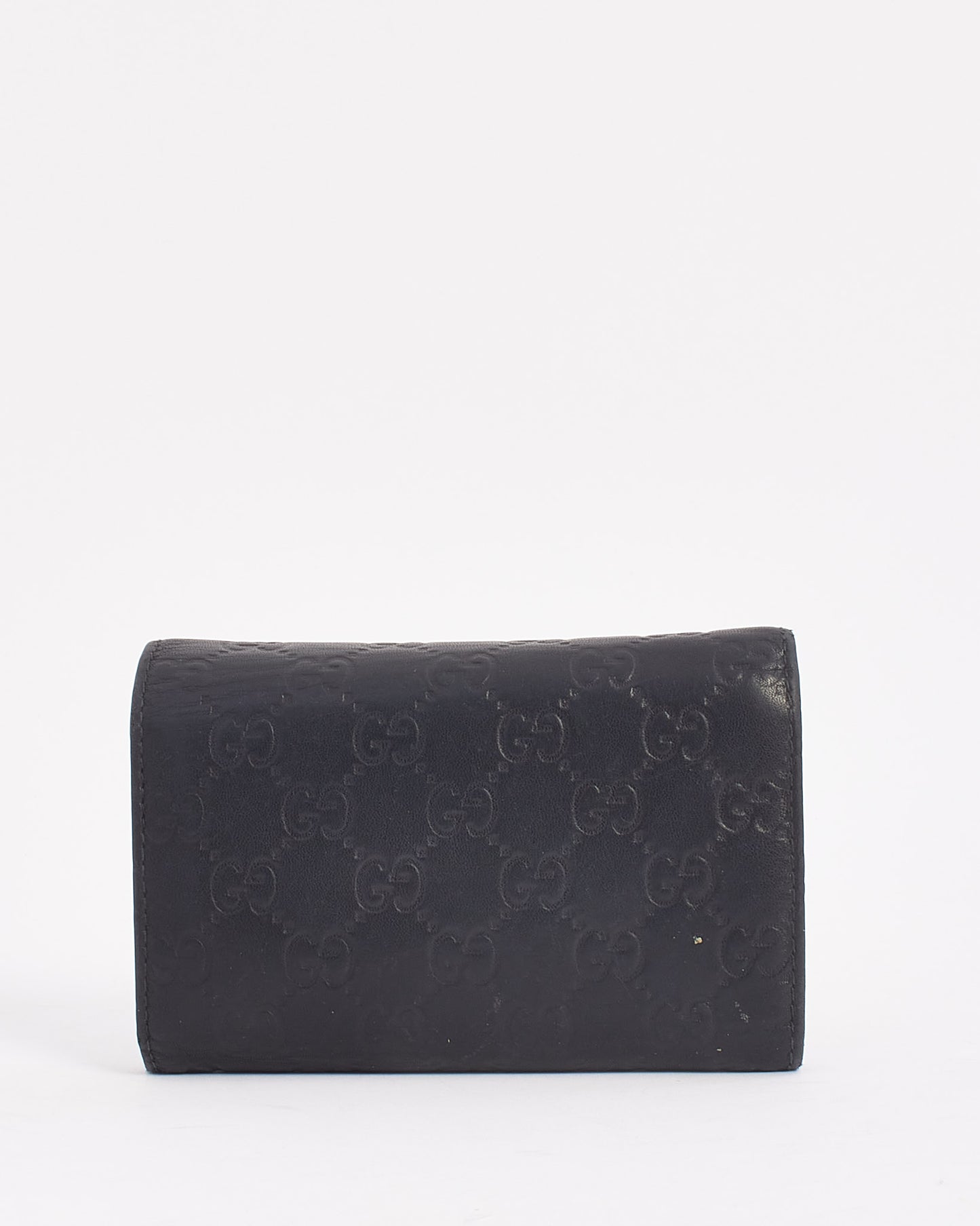 Gucci Black Leather Guccissima Continental Wallet