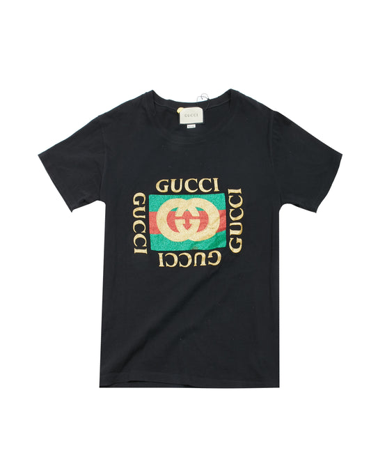 Gucci Black Cotton 4 Logo T Shirt - S