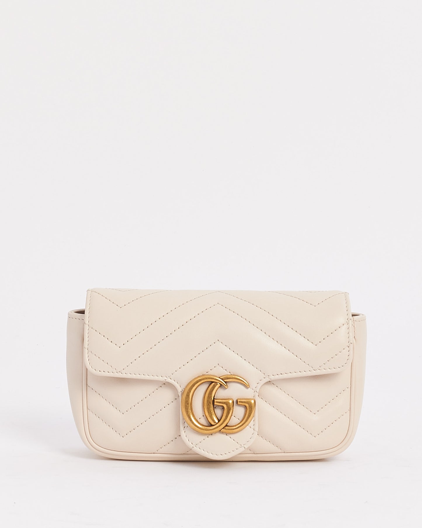 Gucci White Leather GG Super Mini Marmont Bag