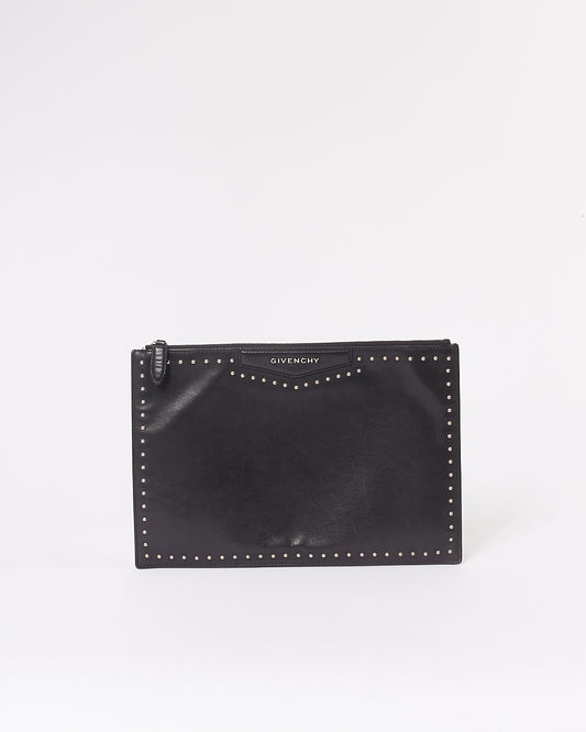 Givenchy Black Leather Studded Clutch Pouch