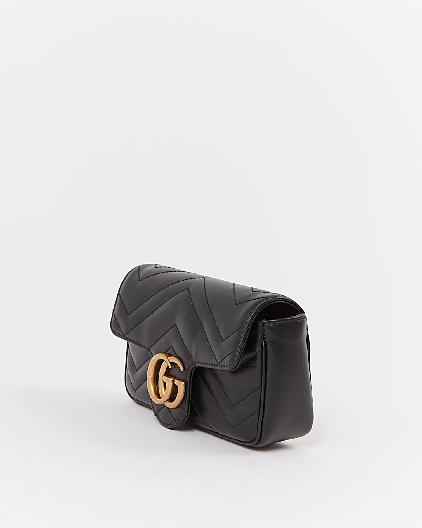 Mini sac à chaîne Gucci Black Chevron Matelasse GG Marmont