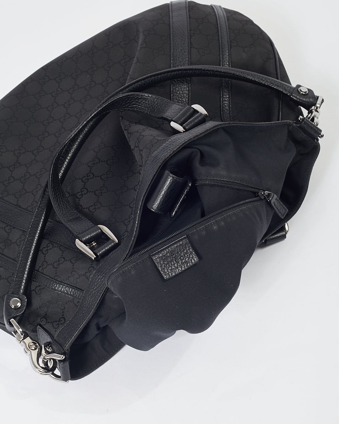 Gucci Black GG Canvas Abbey Convertible Hobo Bag
